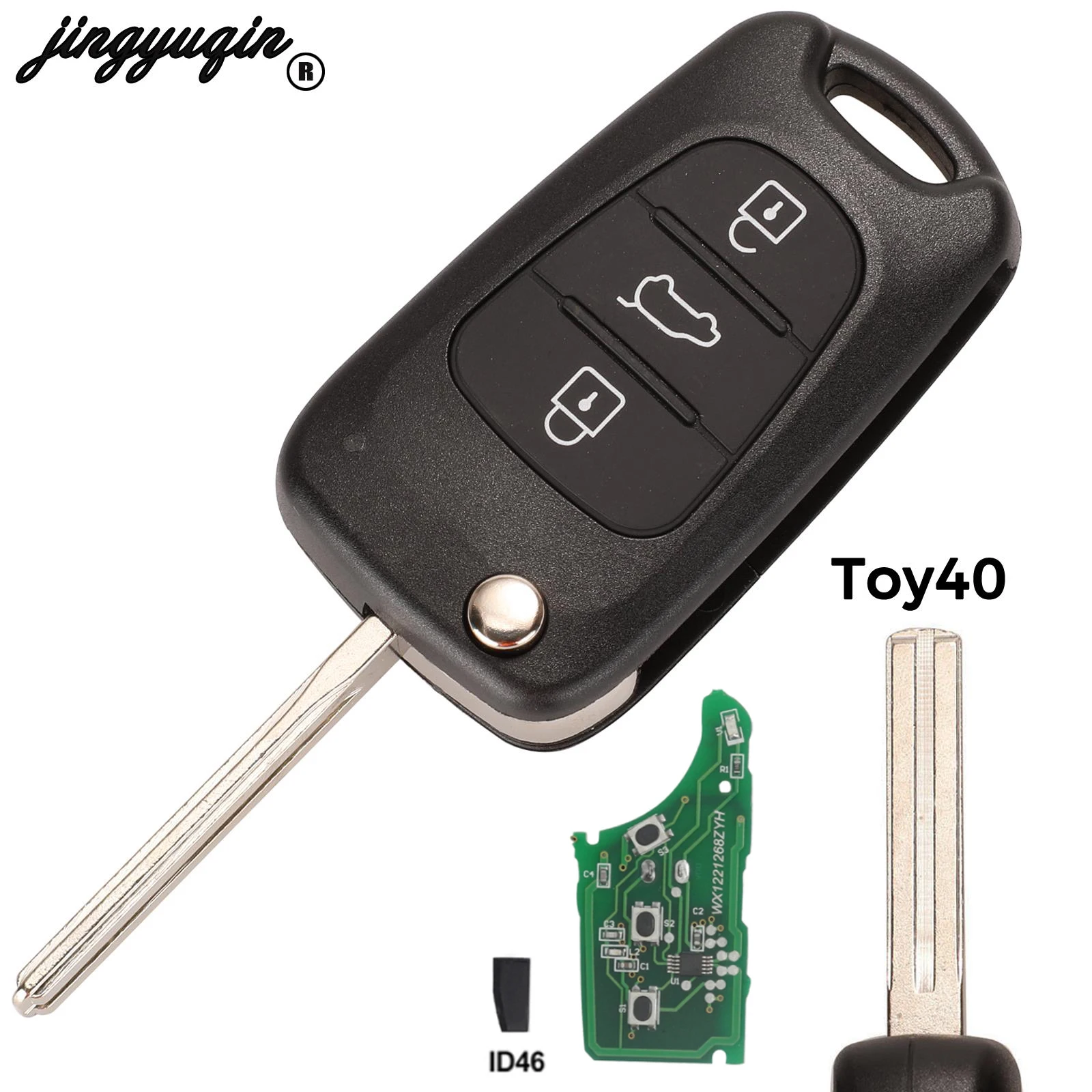 jingyuqin 3 Buttons For Hyundai IX35 I30 ELANTRA Tucson SONATA NF Flip Folding Car Remote Key 433Mhz FSK ID46 Chip Fob