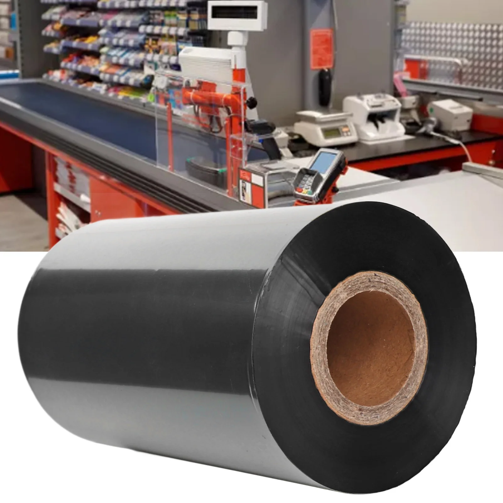 

【Розпродаж】110 мм x 300 метров термопереносная лента премиум-класса восковая лента для принтера этикеток рулонная смола с клеем