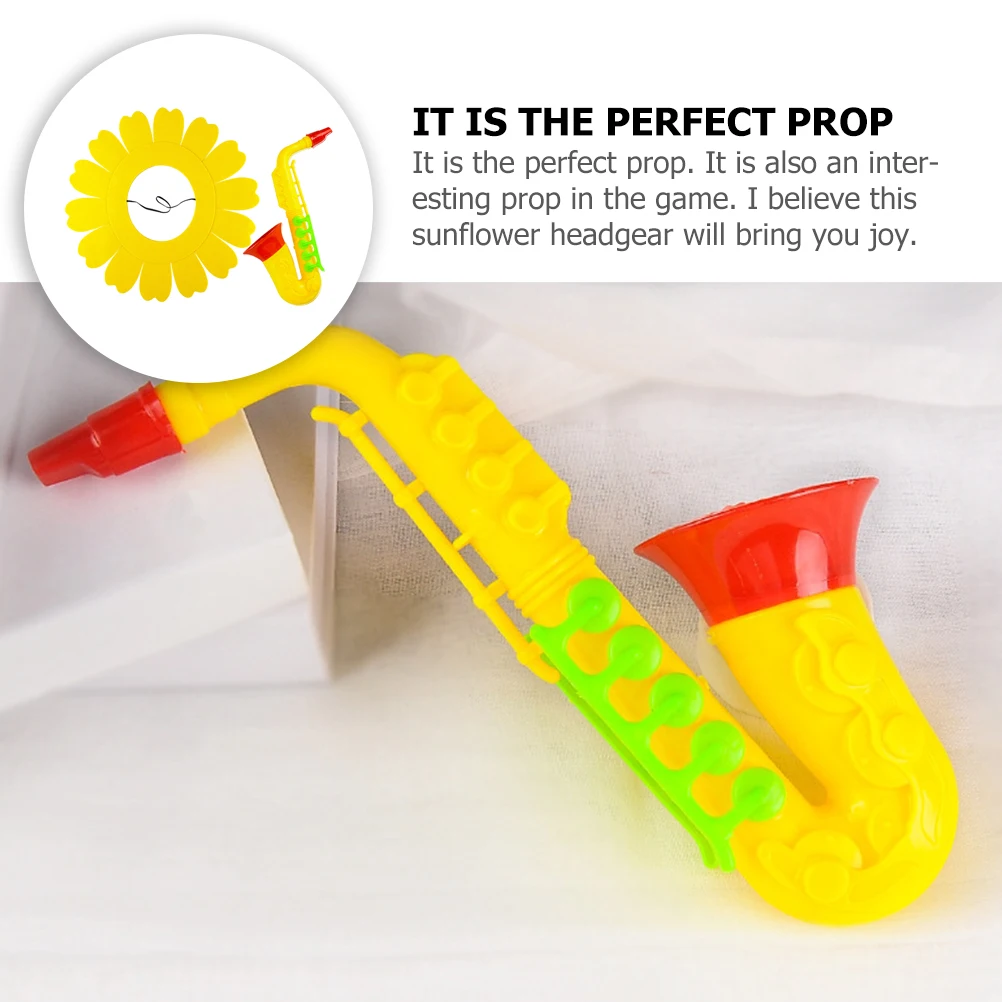 

1 Set Realistic Sunflower Headdress Creative Trumpet Kids Instrument Learning Educational Plaything Party Hat Simulation Prank