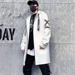 2026 Men Harajuku Hip Hop Coats Male Jacket Long Hoodie Cotton Fashion Swag Coats Jackets Streetwear Hombre Oversize Jacket