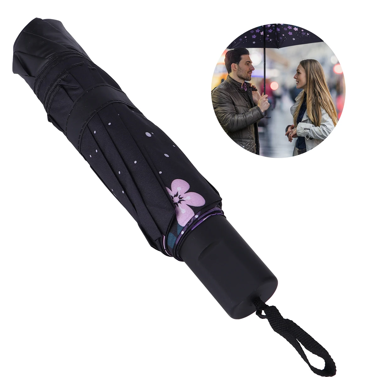 

Uv Protection Sun Umbrella Purple Foldable Lightweight Travel Rain Sunshade Dual Purpose Outdoor Portable For Gift