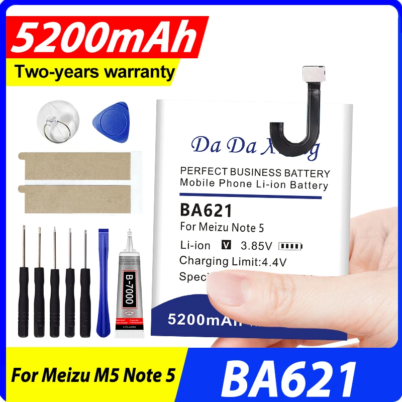 

Аккумулятор для телефона BA621 для Meizu Note5 M5 Note 5 BA-621 M621H 3.85V 5200mAh, сменные литиевые батареи