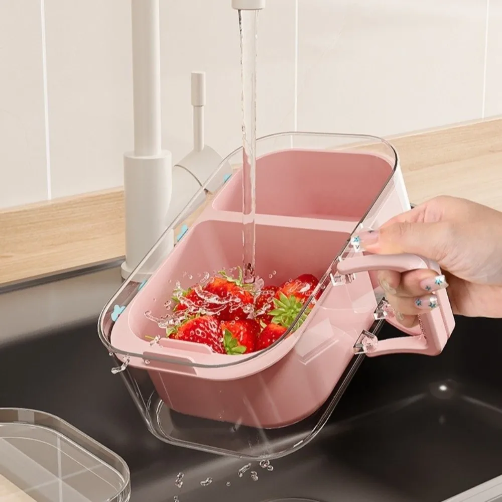 

Double-Layered Fruit Storage Box Thickened Space-Saving Nut Snack Box Stackable Plastic Draining Basket Study Room