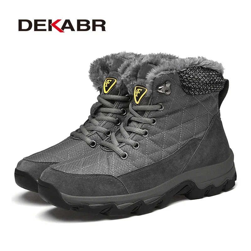 DEKABR Winter Snow Boots Men Thick Fur Super Warm With Lace Up Men\'s Soft Waterproof Ankle Boots Casual Wear-Resistant Men Boots