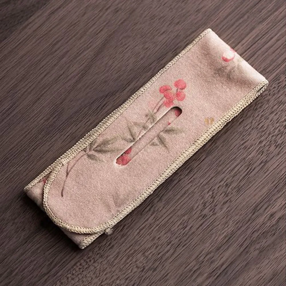 Fashion Suede Tea Set Protective Cover Bump-proof Anti-Drop Teapot Carrying Cover Chinese Style Tea Accessories Outdoor Use
