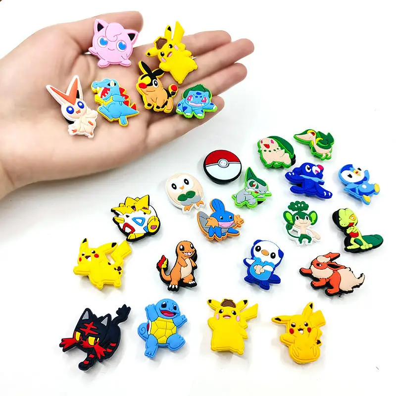 Pocket monster 1pcs Pokemon  Charms Accessories Sneakers Shoe Decorations Pins for  Woman Men  Jeans Wholesale