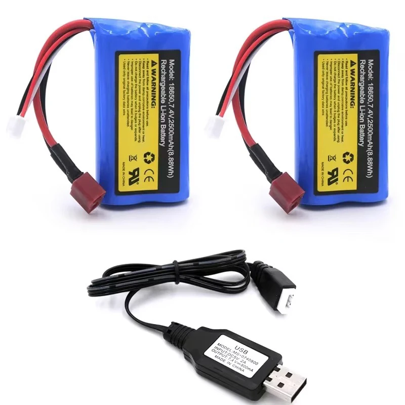 7,4 V 2500 mAh T-Buchse mit großer Kapazität, Lithium-Batterie-Teile F 16101 16102 16103 16104 16106 16201 Q130 SG116 RC-LKW-Ersatzteile