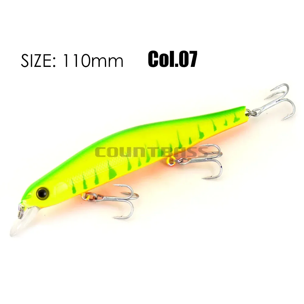 Countbass Slow Sinking Minnow Magnet Weight, Jerk Baits Wobbler Fishing Lures Dive 0.8-1.2m, Size 110mm 17.6