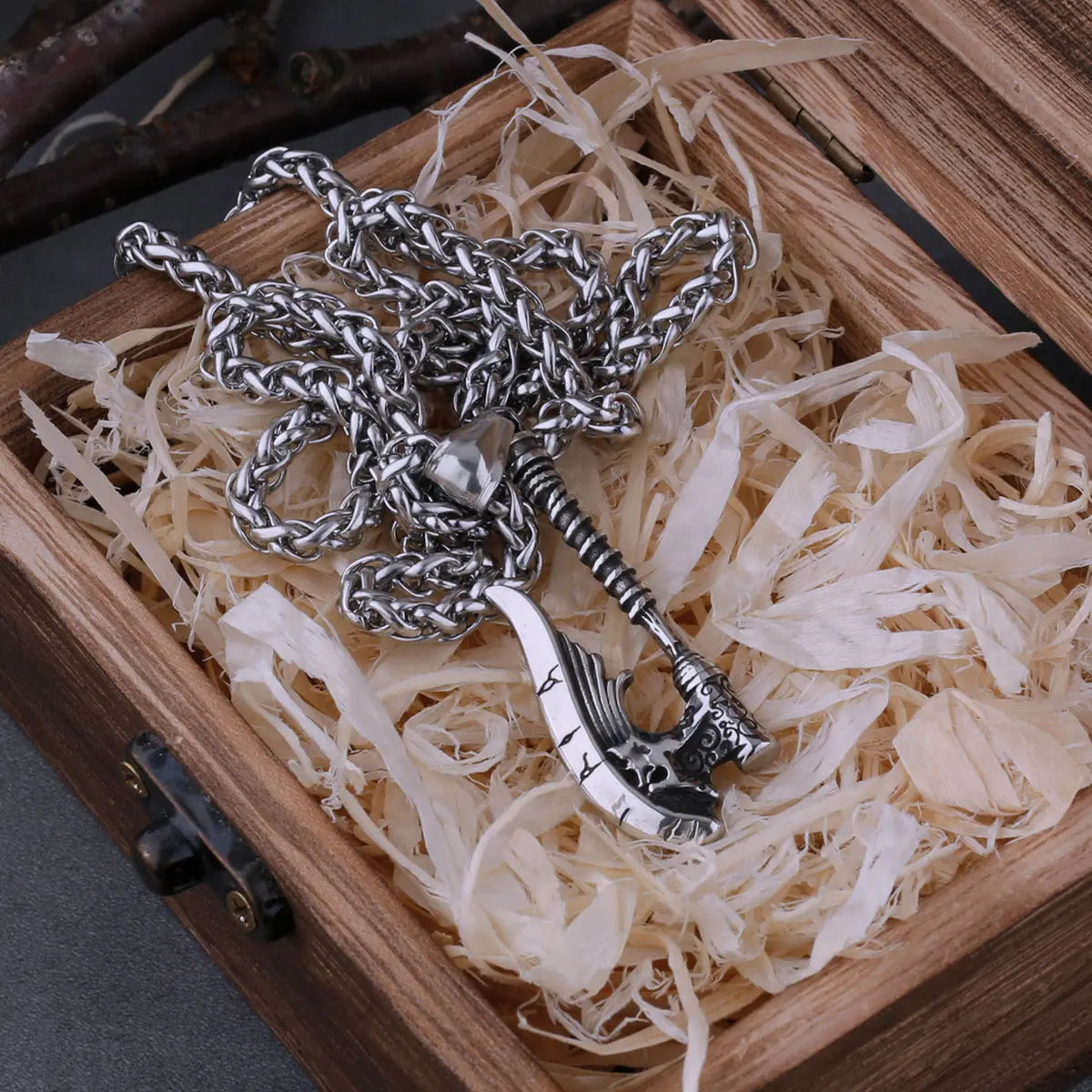 Nordic Vikings Axe Necklace Men's Stainless Steel Fashion Retro Hip Hop Biker Pendant Necklace Amulet Charm Male Jewelry Gift - view 3