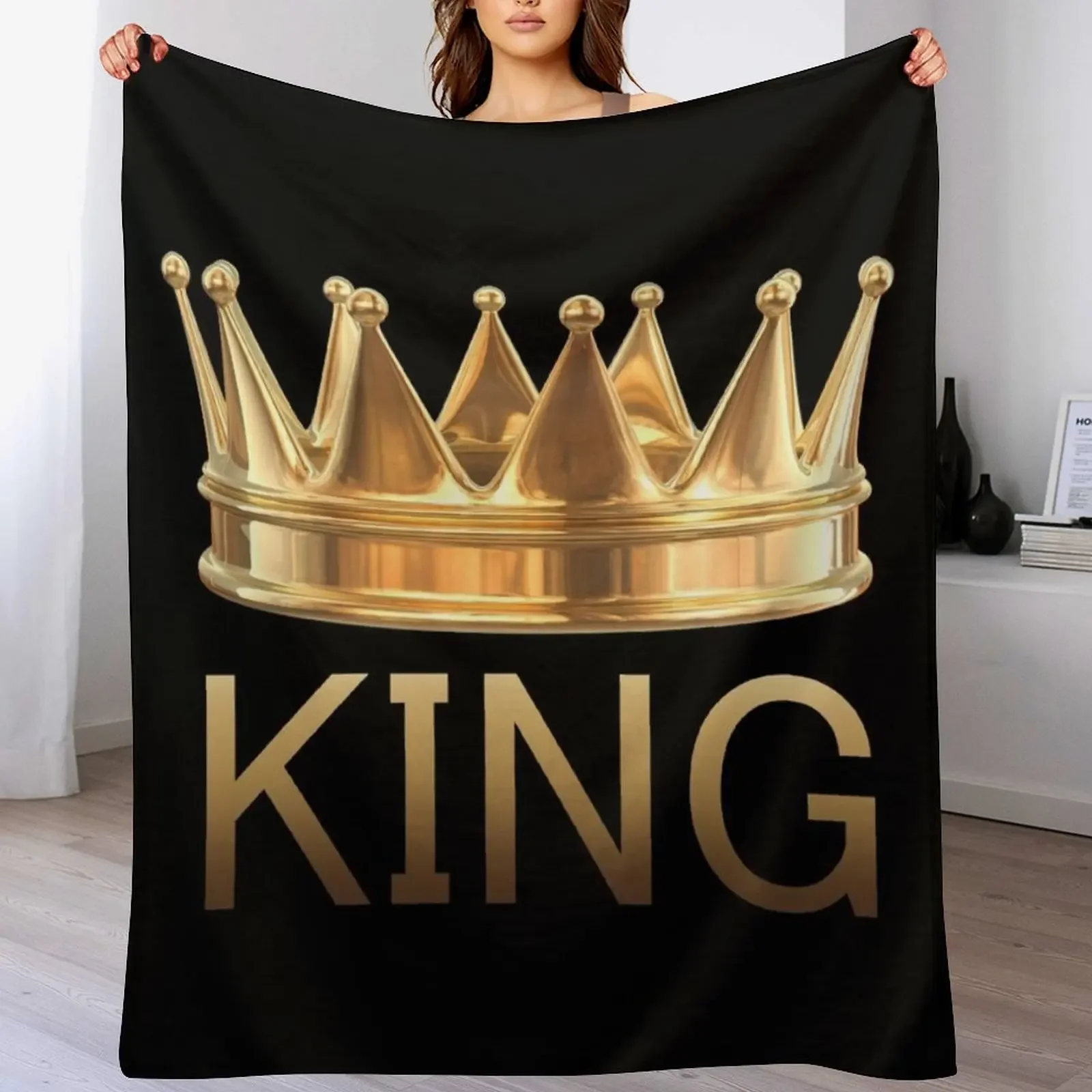 

King Crown Throw Blanket Color Fast Cozy Throw Blanket