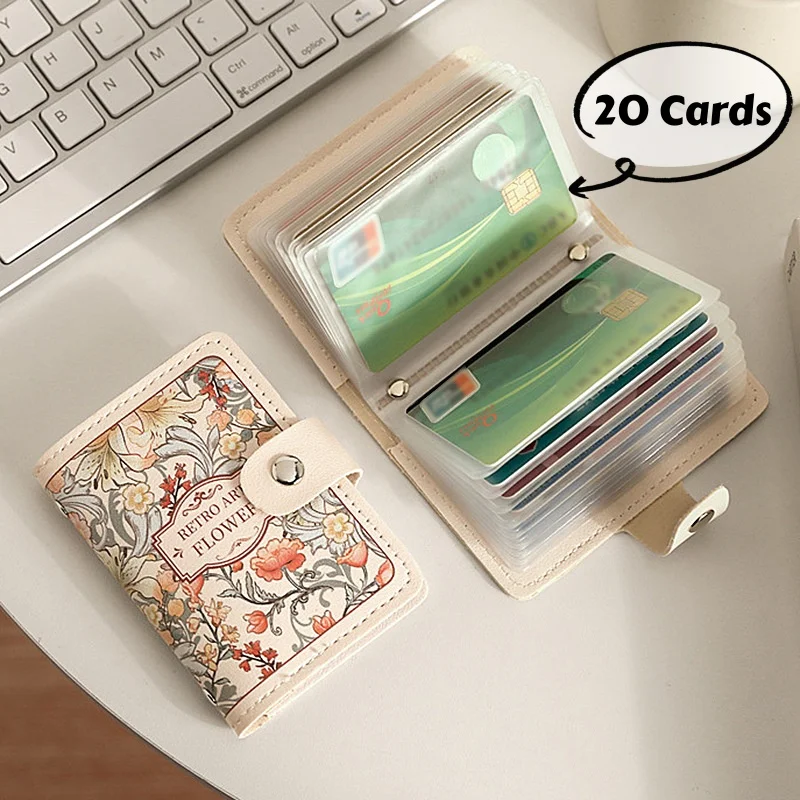 Concise Design 20 Card Pockets Women Wallets PU Leather Large Capacity Money Bag Lightweight Waterproof Business Card Case Women