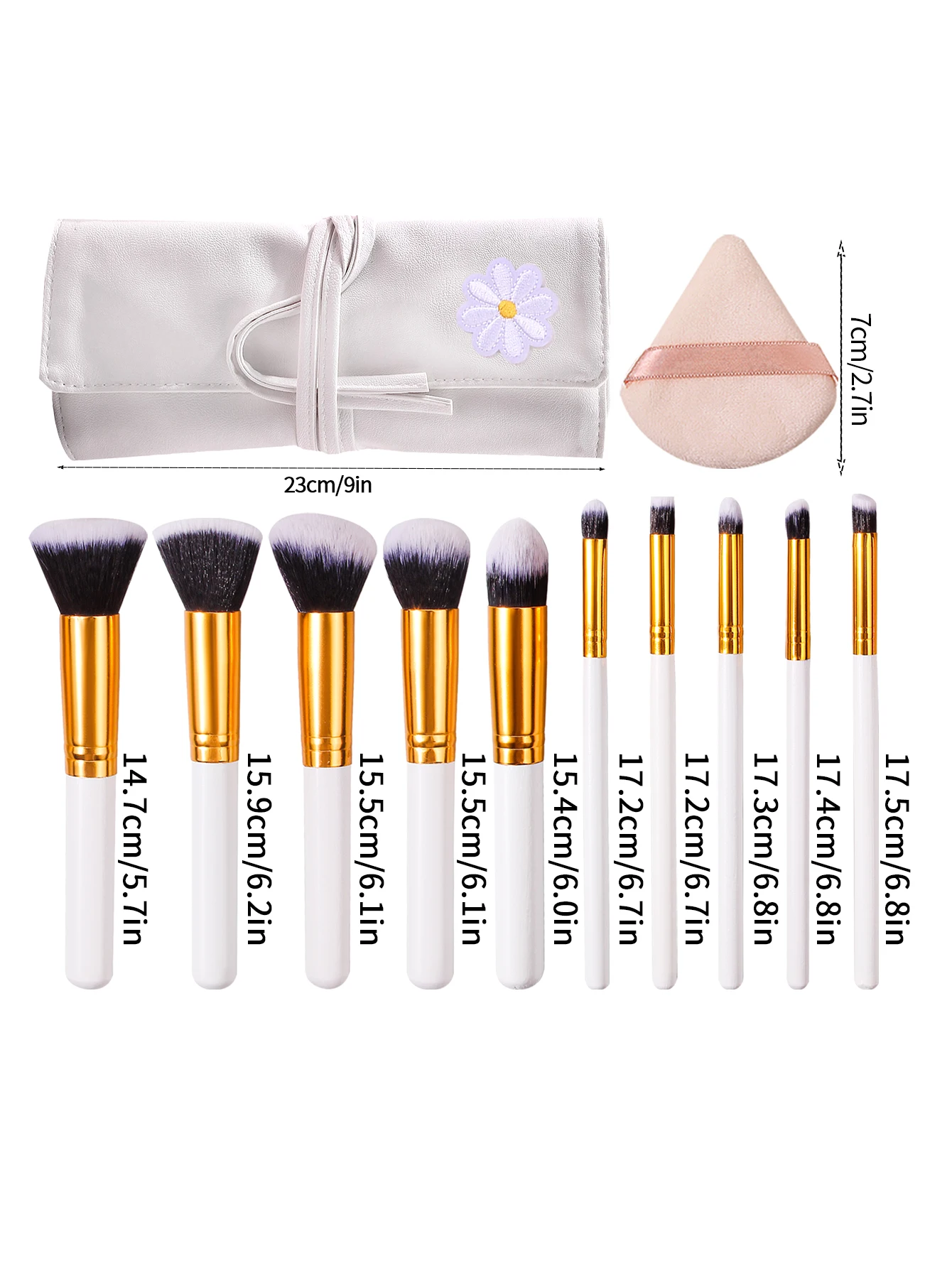 ชุดแปรงแต่งหน้ามืออาชีพ 13 ชิ้น: แปรงแต่งหน้าอเนกประสงค์ + กระเป๋าเก็บของขนาดใหญ่ + พัฟแป้งรูปสามเหลี่ยม