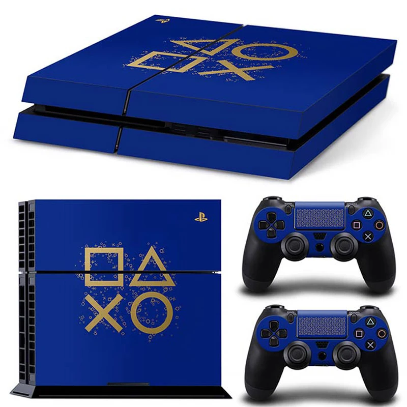 ل PS4 وحدة التحكم و 2 تحكم الجلد ملصقا PS4 الهندسة تصميم واقية غطاء لصائق مجموعة كاملة