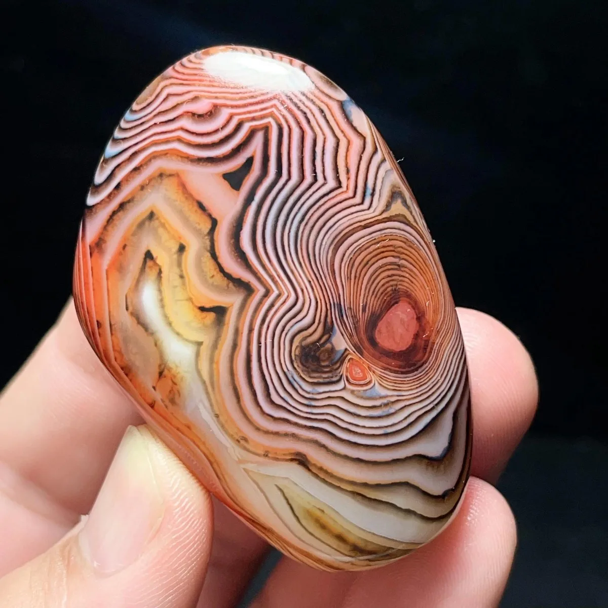 River Stone Banded Agate Worry Stone, Crystal Clear, Tumbled Polished, Gift Giving, Natural Stone, Table Display, Desk Decor