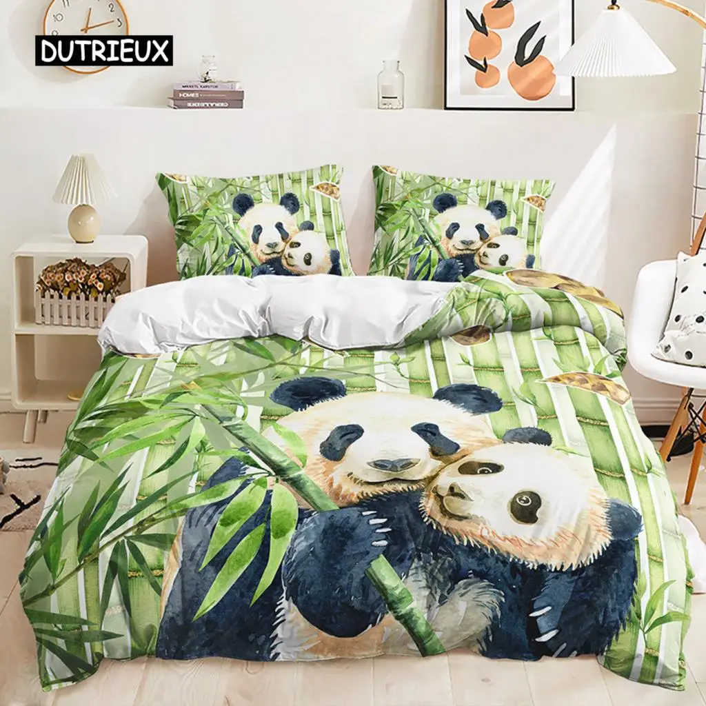 

Cute Panda Duvet Cover 3D Kawaii Cartoon Animals Bedding Set for Kids Girls Soft Microfiber Quilt Cover with Zipper Closure