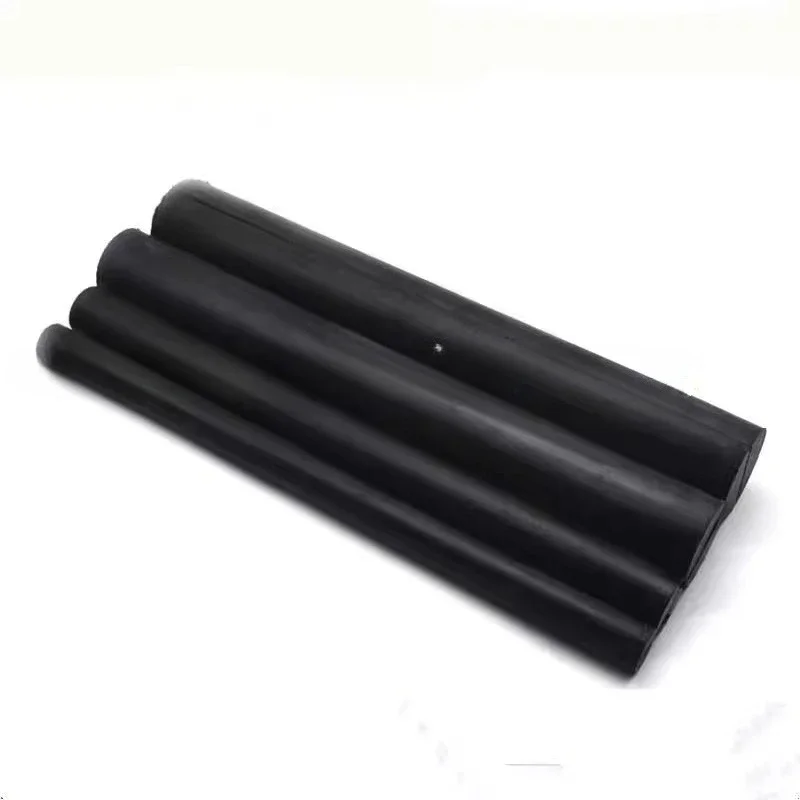 Black Solid Natural Rubber Round Rods Bar Dia 30-150mm Oil Resistant Sealing Length 100-500mm