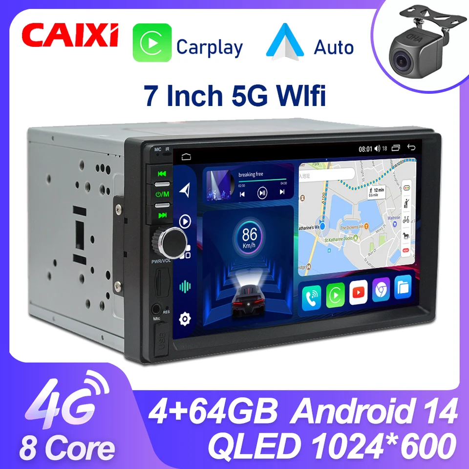 CAIXI Universal Radio 2Din Android 14 Car Multimedia Carplay