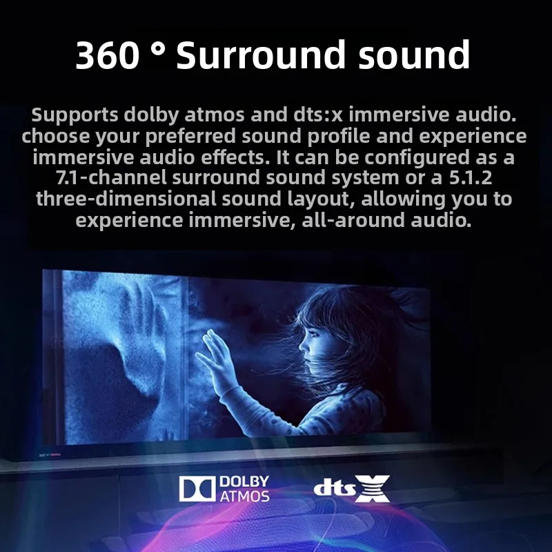 BREEZE 2026 يطلق حديثًا صوت ميرا 7.1 مضخم المسرح المنزلي dts Dolby فك بانوراما 8k HD hdmi2.1 ARC