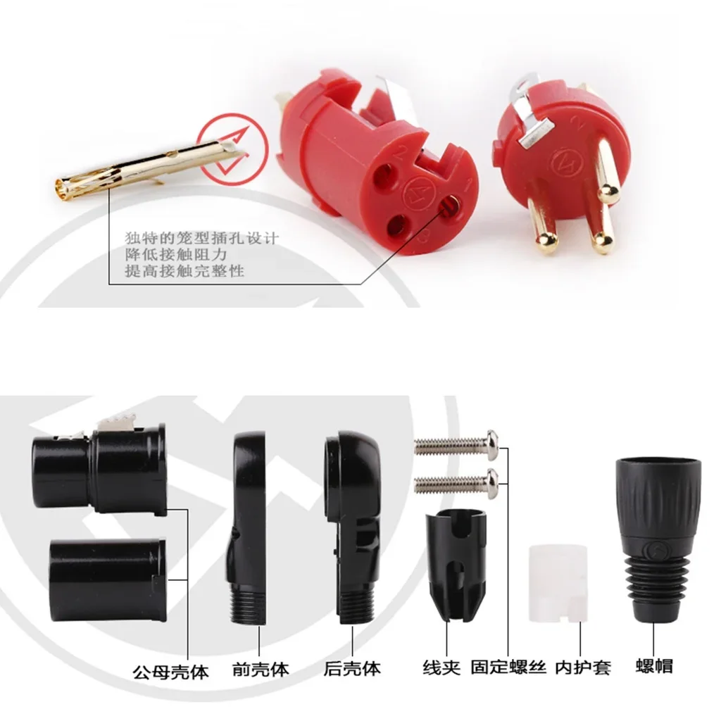Jiasound-金メッキの3コアのcanonプラグバランスxlr溶接コーナータイプ、90度の直角アームカード、3ピンキャノン