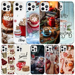 Winter Coffee Christmas Phone Case For IPhone 16 15 14 13 12 11 Pro Max Mini XR XS X 7 Plus 8 + SE 2020 Soft TPU Back Cover