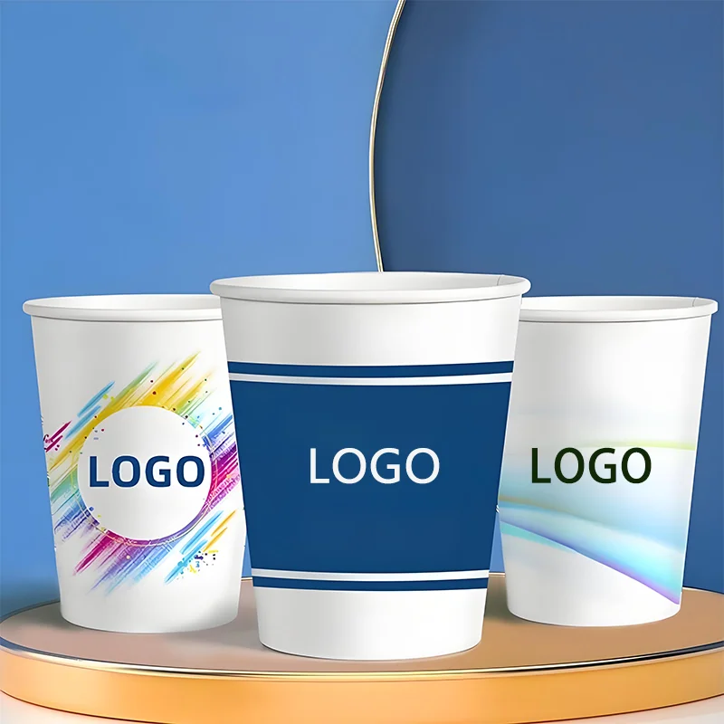 200 Stück 250 ml Einweg-Pappbecher mit Deckel, mit personalisiertem Logo, anpassbare Kaffeetassen für Veranstaltungen und Partys