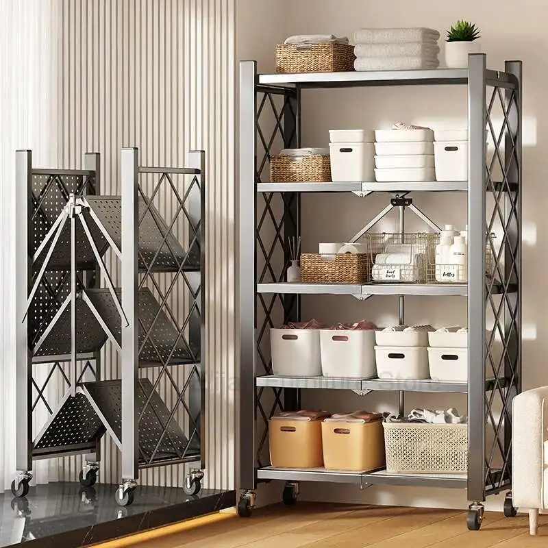 

Folding Shelf Bookcase Multilayer Balcony Display Kitchen Storage Iron Shees Estanteria Home Furniture WKBS