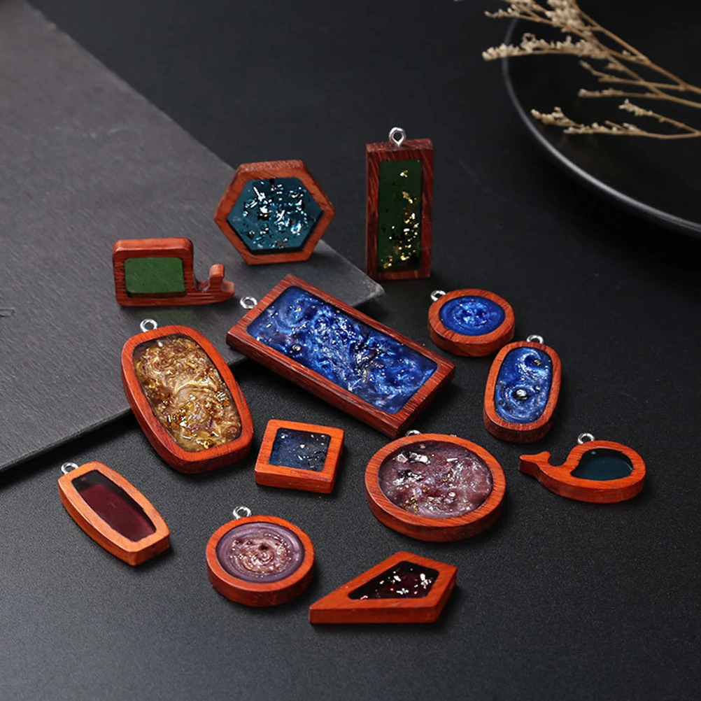 10pcs Sandalwood Pendant Molds Wooden Frame Necklace Casting Jewelry Making Epoxy Resin Accessories DIY Crafts Gifts