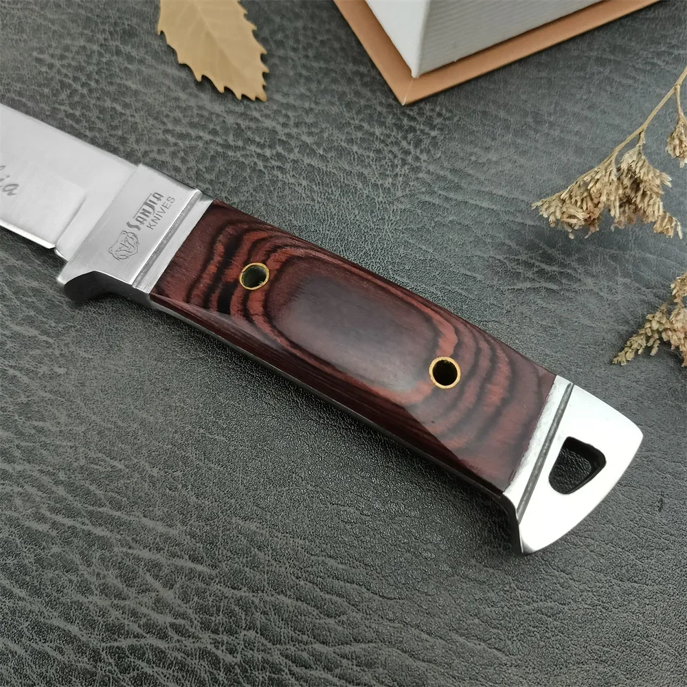 Fixed Blade Knife K90 Outdoor High Quality EDC Survival Camping Hiking Hunting Cutting Tool Gift 5Cr13Mov Blade Wood Handle