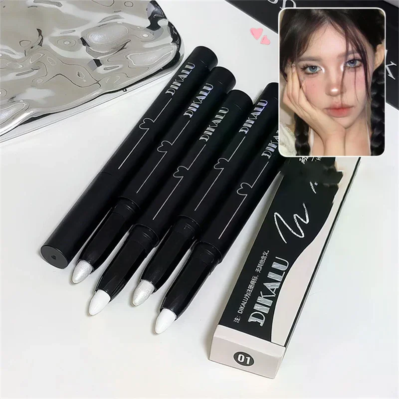 DIKALU Shiny Pearl Lidschattenstift, weiß, matt, glitzernd, Eyeliner-Stift, wasserdicht, lang, erhellt die Augen, liegend, Seidenraupe-Stick-Make-up