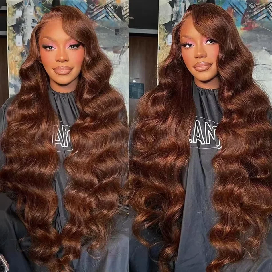 Chocolate Brown 13x6 Colored Lace Front Wig 100% Human Hair Wigs Glueless Body Wave Bleached Knots Lace Frontal Wig Pre Plucked