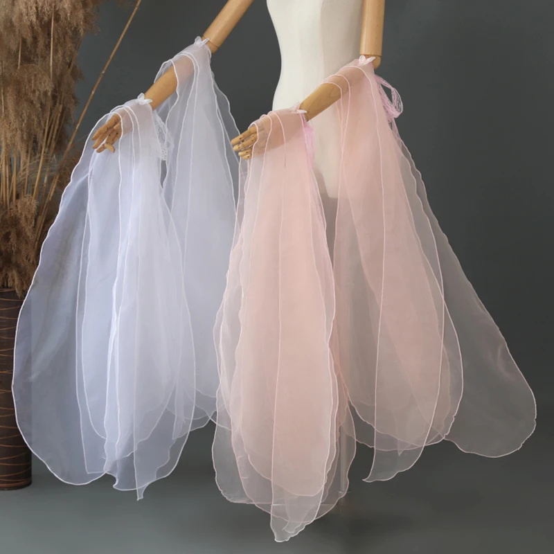 1 paio di top da ballo cinese a maniche lunghe in stile antico cinese, maniche ad acqua, costume da ballo classico, accessori Hanfu, cosplay