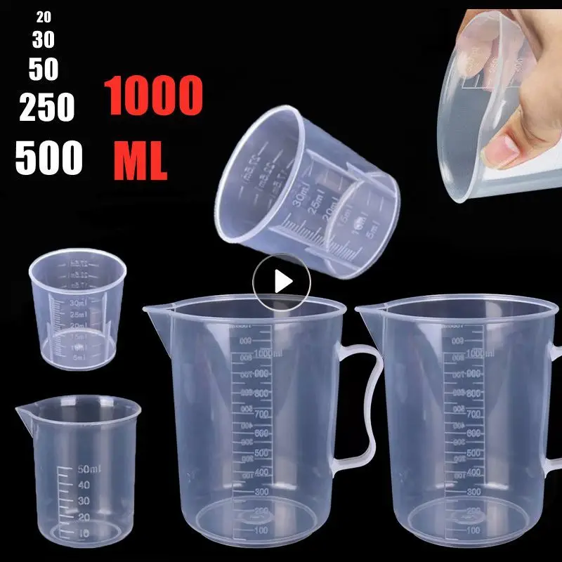 Vasos de medición graduados de plástico transparente, vaso para hornear portátil, jarra de medida de líquido, contenedor de taza transparente, 1 piezas