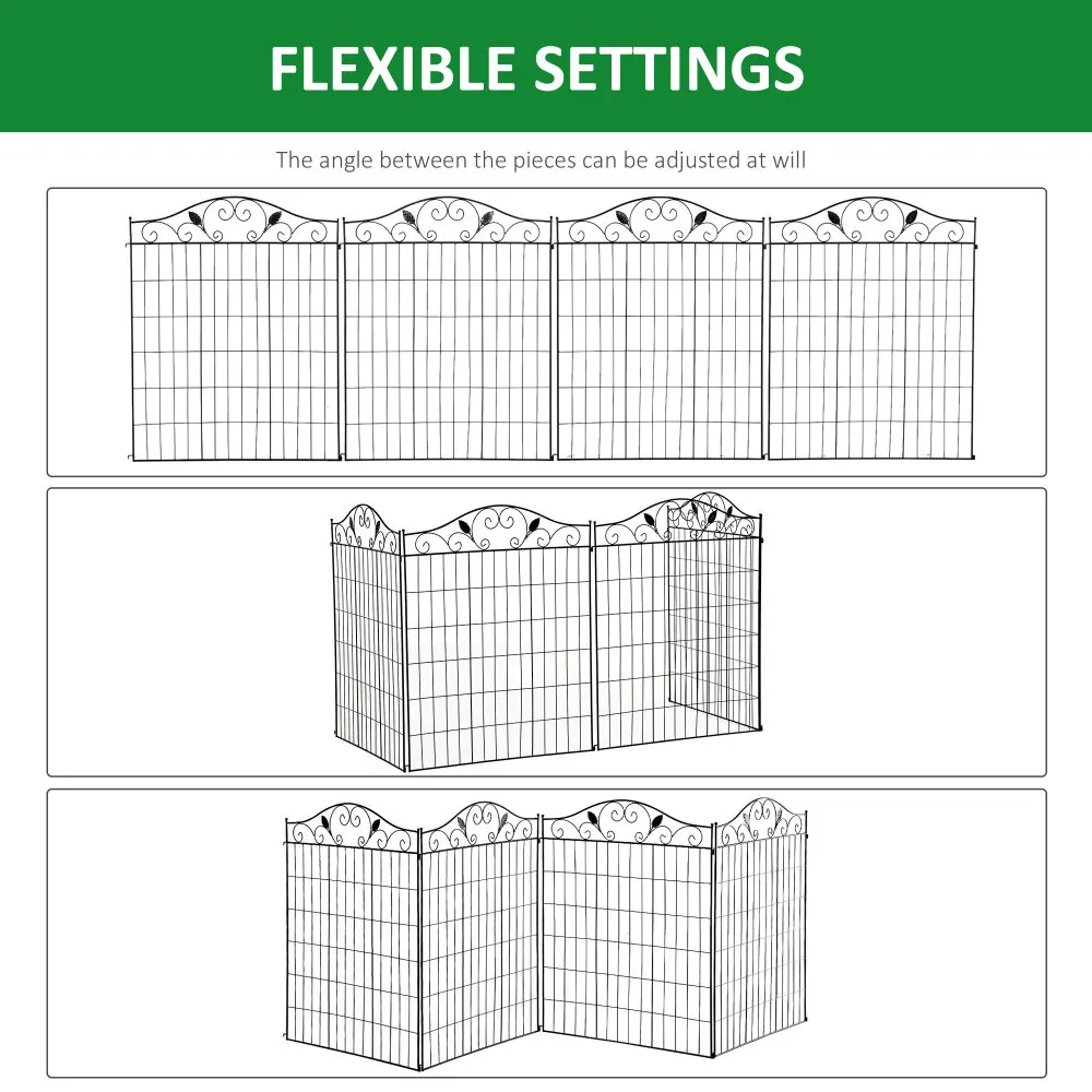 Ye Outsunny 4-Pack 44 x 36-Inch Garden Decorative Fence Panel, 12-Foot Linear Length, Steel Border Folding Fence for Landscaping view 5