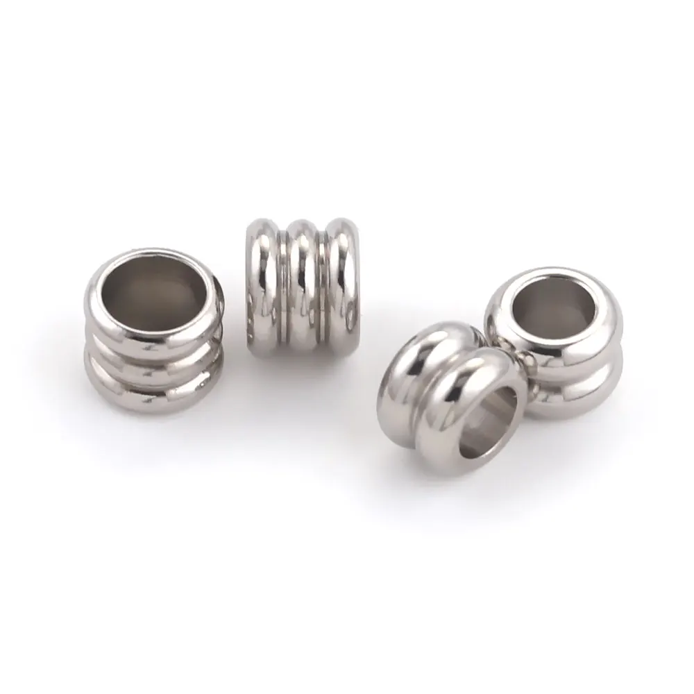 20pcs Stainless Steel Spacer Beads For Bracelet Three levels Beads Big Hole Jewelry Bead For Jewelry Making Components Wholesale