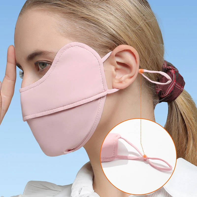 Summer Anti-UV Quick-drying Face Cover Ice Silk Sunscreen Mask Women Scarf Breathable Lady Face Protection Hanging Ear Headband