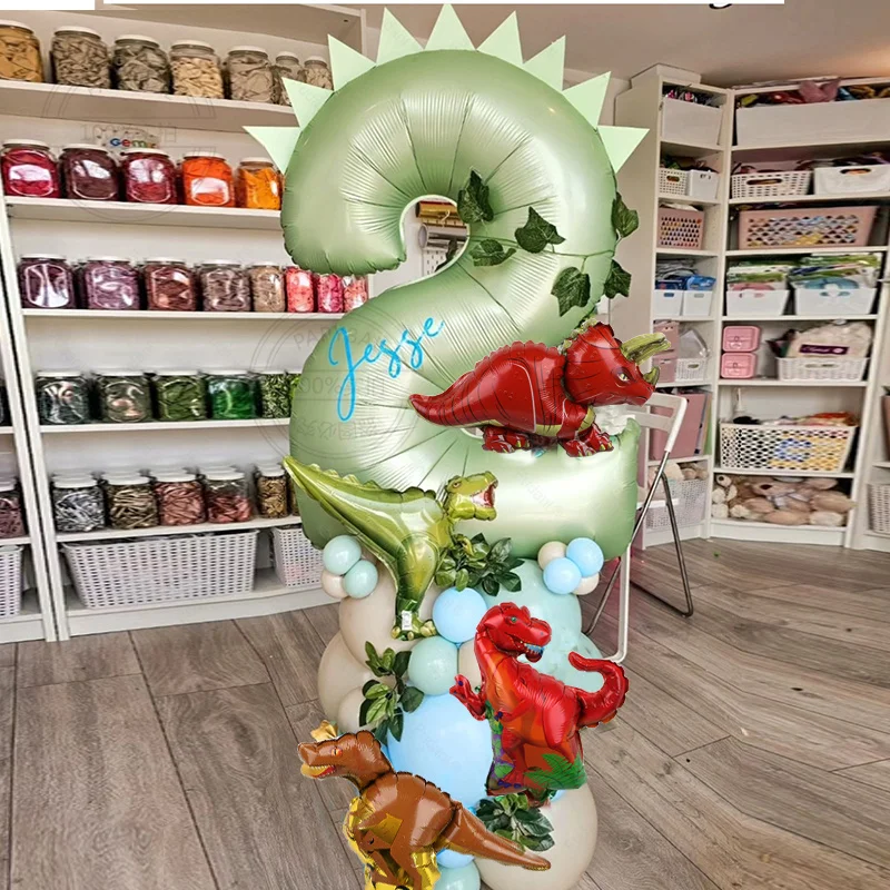 Ballons à thème dinosaure, 29 pièces, 40 pouces, vert, ballon d'anniversaire numérique, fête de naissance, décoration de fête d'anniversaire, Jungle, dinosaure