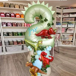 29pcs Dinosaur Theme Balloons 40inch Green Digital Birthday Balloon Baby Shower birthday party Jungle Dinosaur Decoration
