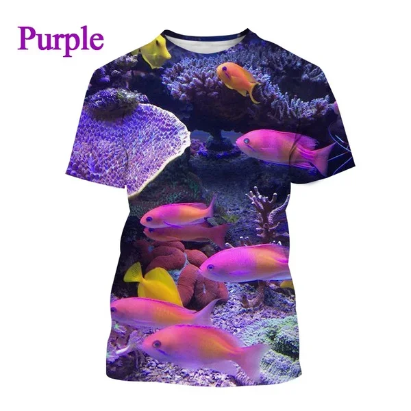 Hot Sale New Summer Colorful Fish 3D Printed T-shirts Unisex Cool Breathable Tropical Coral Reef T-shirt