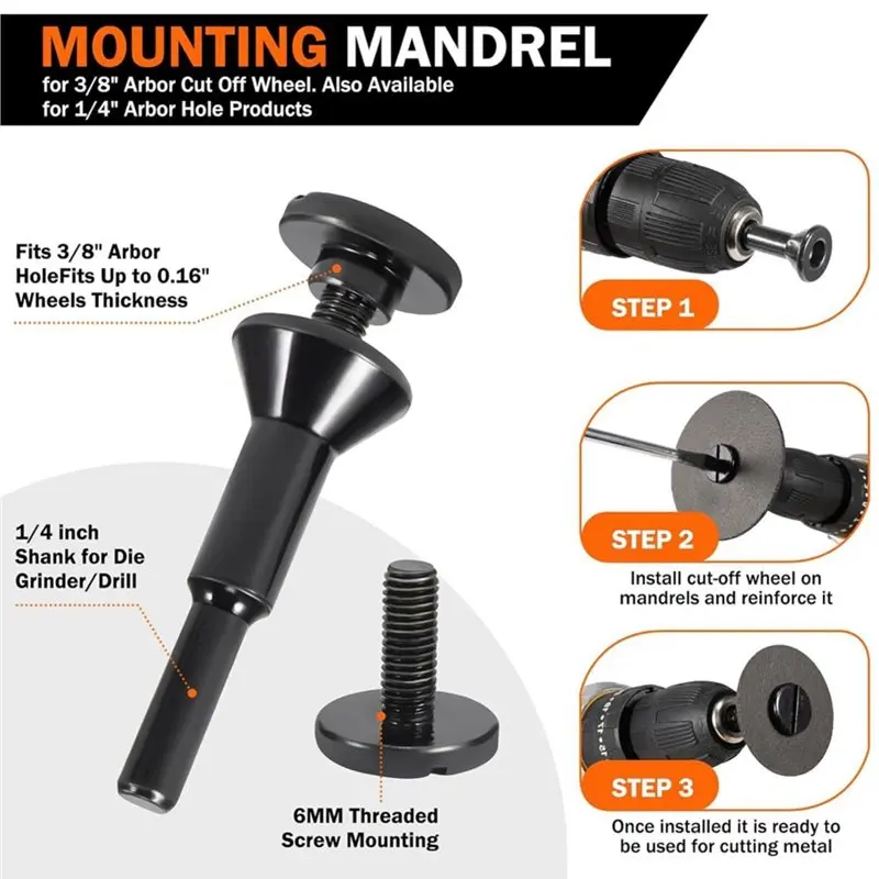 

[NEW!A08R】 Cut Off Wheel 2 Inch Die Grinder, 15 Pack 2" Metal Cutting Discs 3/8In Hole With Metal Arbor 1/4In Shank