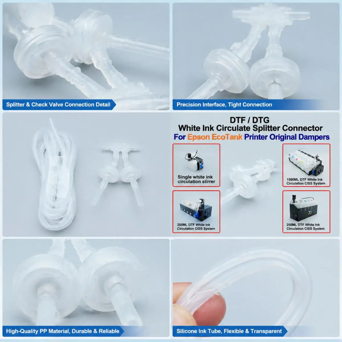 DTF White Ink Circulation Splitter  Change Original Damper to One Way Valve For Epson ecotank L18050 L8050 ET8550 ET-8550 L8180
