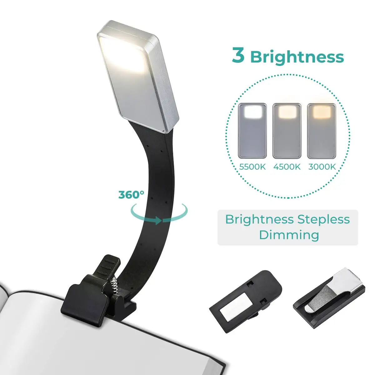 ABUP-Rechargeable E-Book Led Light For Kindle Paper New Usb Reading Lamp Book Light Lamp Clip For Travel Bedroom Book Reader 3Mo