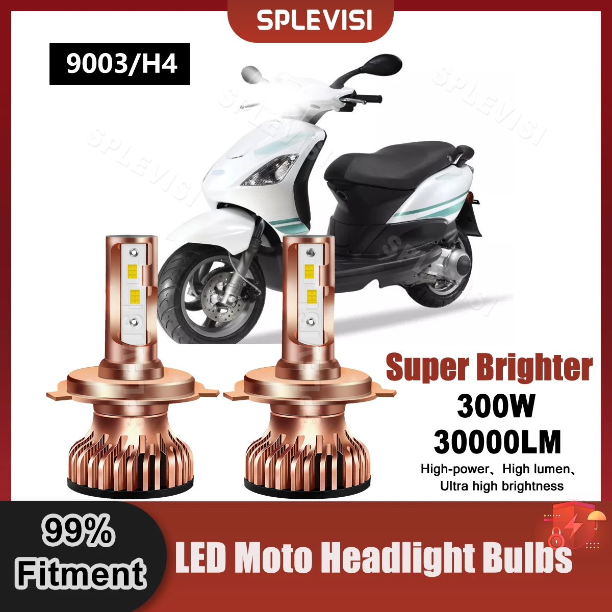 SPLEVISI LED H4/9003 Headlight Bulbs 9V-24V For Piaggio Fly 150 2005 2006 2007 2008 2009 2010 2011 2012 2013 2014 2015 2016