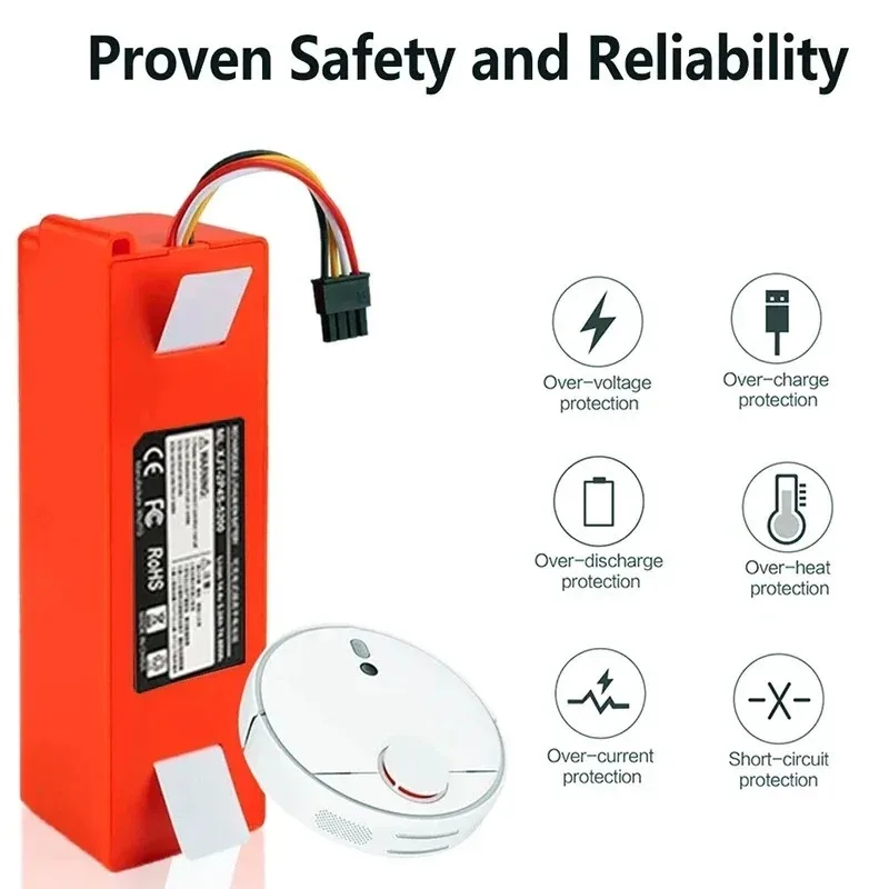 

Battery Original 14.4V 5200mAh Li-ion Battery Replacement For Xiaomi Roborock S50 S51 S55 Robotic Vacuum Cleaner