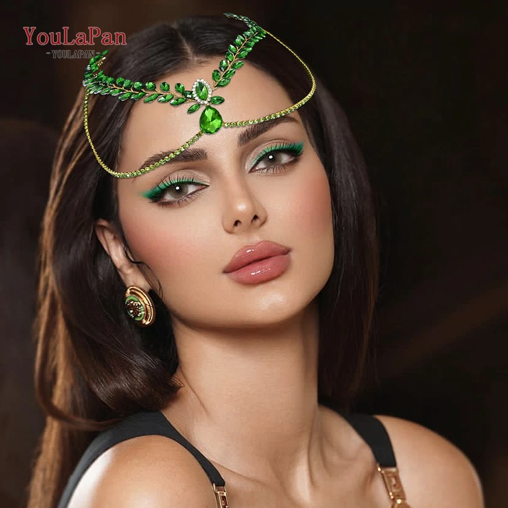 

YouLaPan Wedding Headband Bride Rhinestone Forehead Head Chain Bridal Headpiece Pageant Hair Comb Tiara Woman Headwear HP524