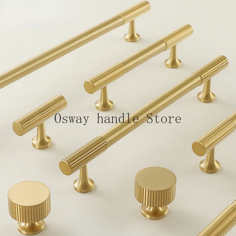

Ручки для выдвижных ящиков, однотонные латунные Т-образные ручки с вертикальными линиями, для спальни, кухни, кабинета, дверной держатель