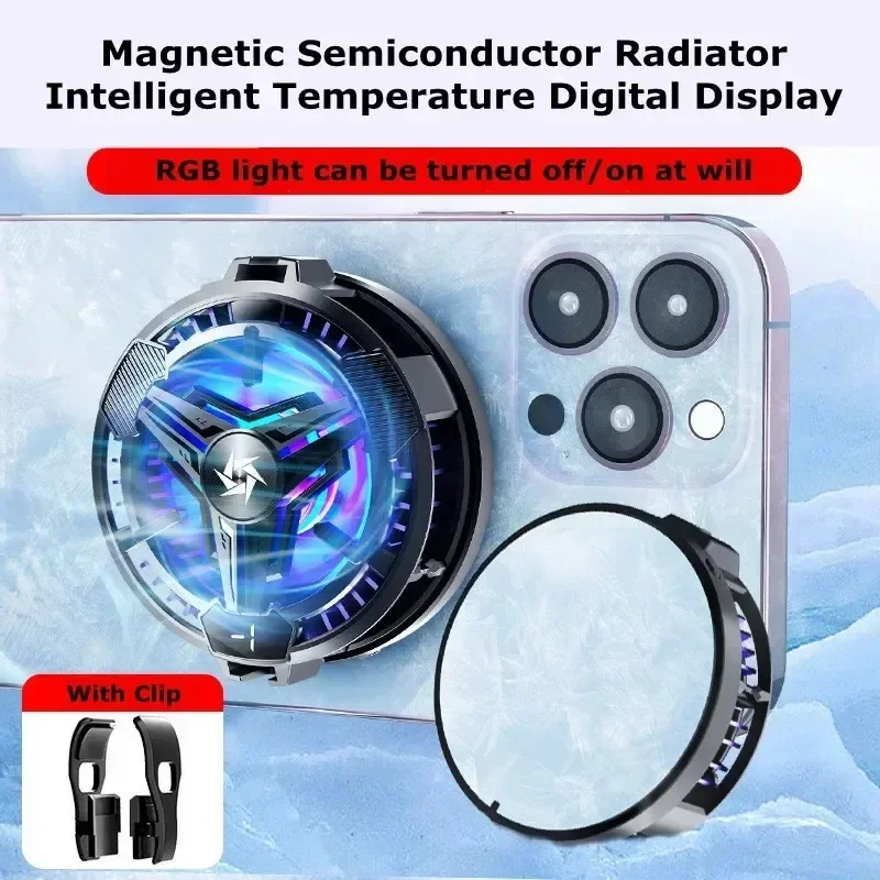 SL10 Mobile Phone Semiconductor Radiator Magnetic/ Back-Clip 2 in 1 Cooling Fan with RGB Light for IOS Android PUBG Game Cooler