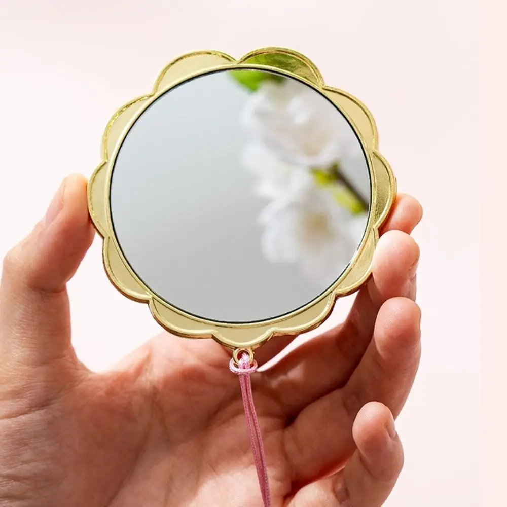 Mode prachtige Chinese stijl spiegel koper HD make-upspiegel kwastje ronde vorm 3D bloem make-up spiegel unisex