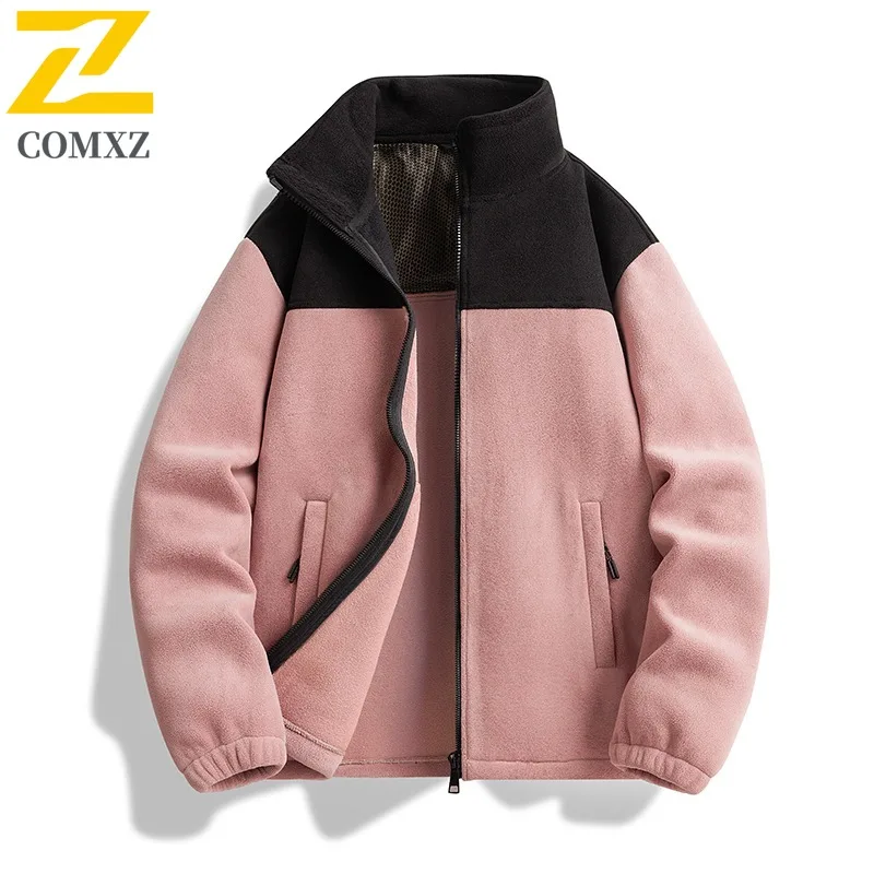 

COMXZ Мужская зимняя куртка, повседневная ветрозащитная теплая парка для пешего туризма и путешествий, однотонная легкая ветровка с воротником-стойкой