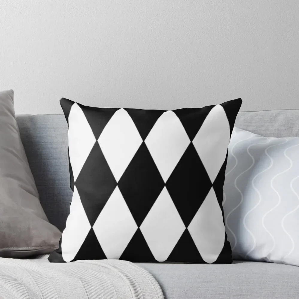 LARGE BLACK AND WHITE HARLEQUIN- DIAMOND- ARGYLE PATTERN DESIGNED FOR HOME DECOR AND CLOTHING Throw Pillow