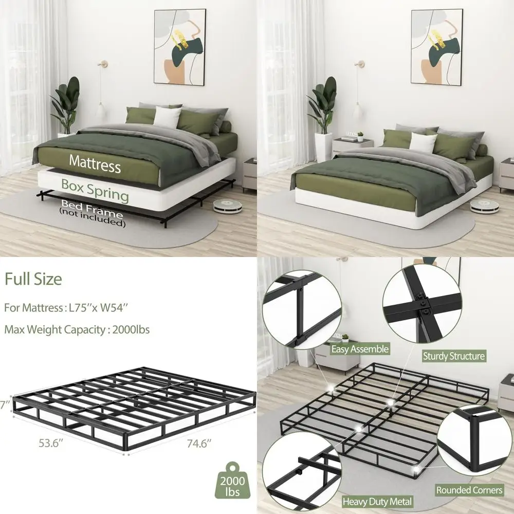 7 مرتبة معدنية شديدة التحمل كاملة الحجم مع غطاء قماش - دعم صامت مضاد للانزلاق #1